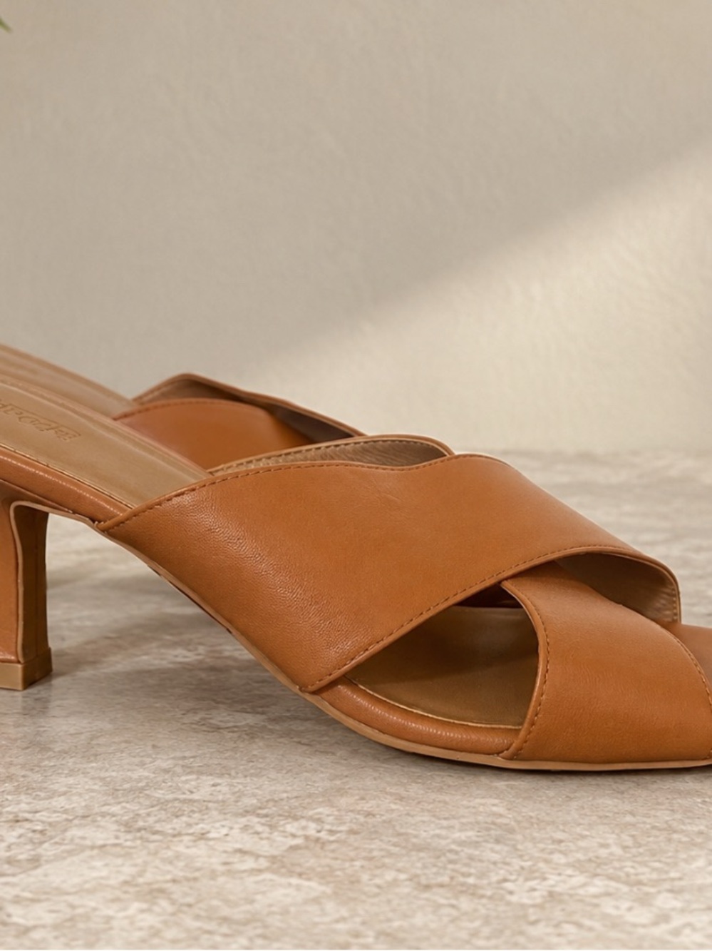 Brand new Nordstrom rack Cognac Leather Crisscross Mule Heels